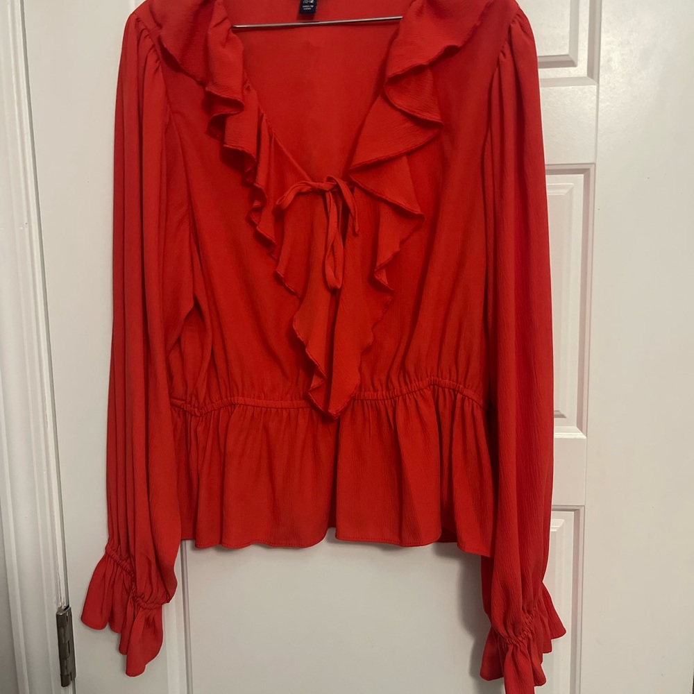 Red Ruffled Women's Top
